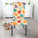 Colorful Origami Crane Pattern Print Dining Chair Slipcover