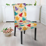 Colorful Origami Crane Pattern Print Dining Chair Slipcover