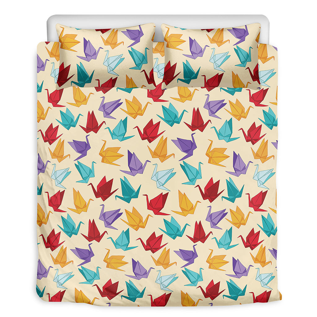Colorful Origami Crane Pattern Print Duvet Cover Bedding Set