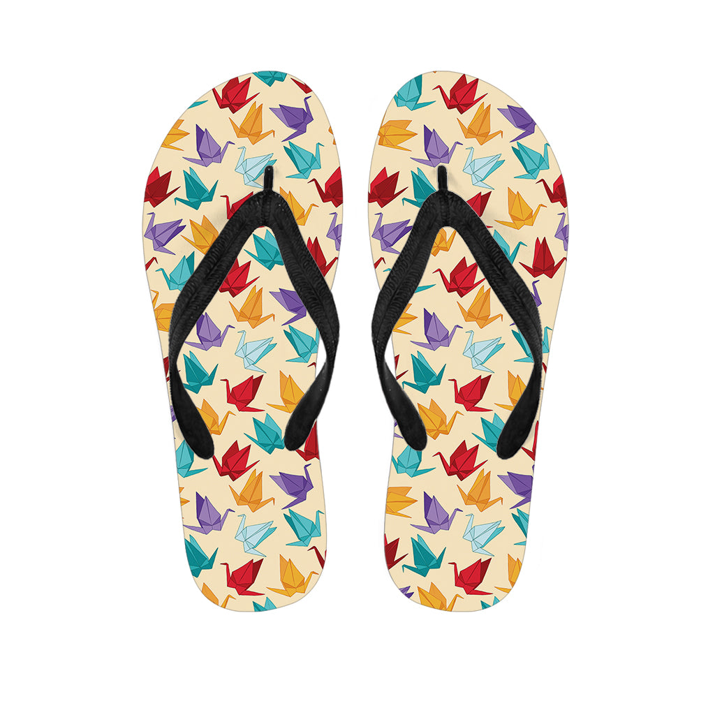 Colorful Origami Crane Pattern Print Flip Flops