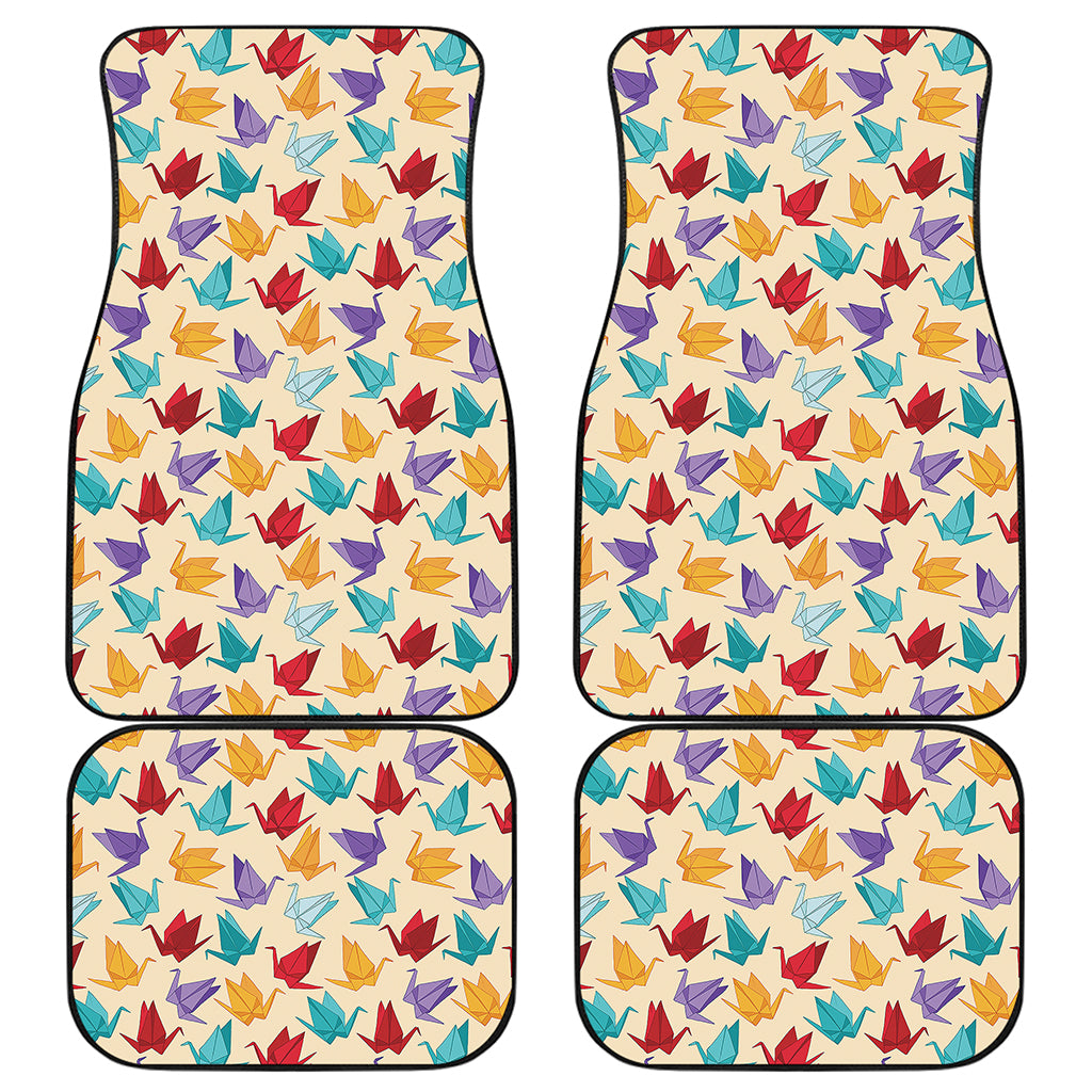 Colorful Origami Crane Pattern Print Front and Back Car Floor Mats