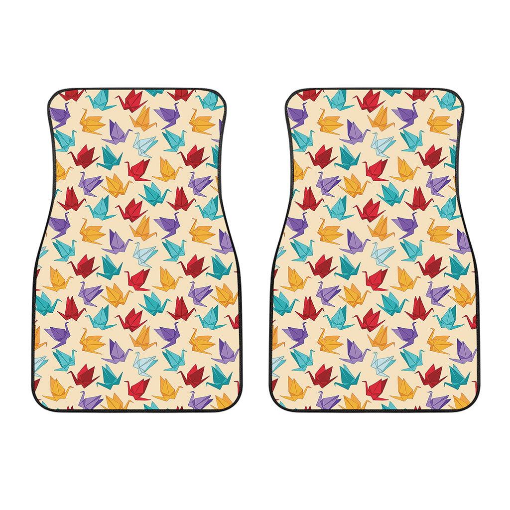 Colorful Origami Crane Pattern Print Front Car Floor Mats