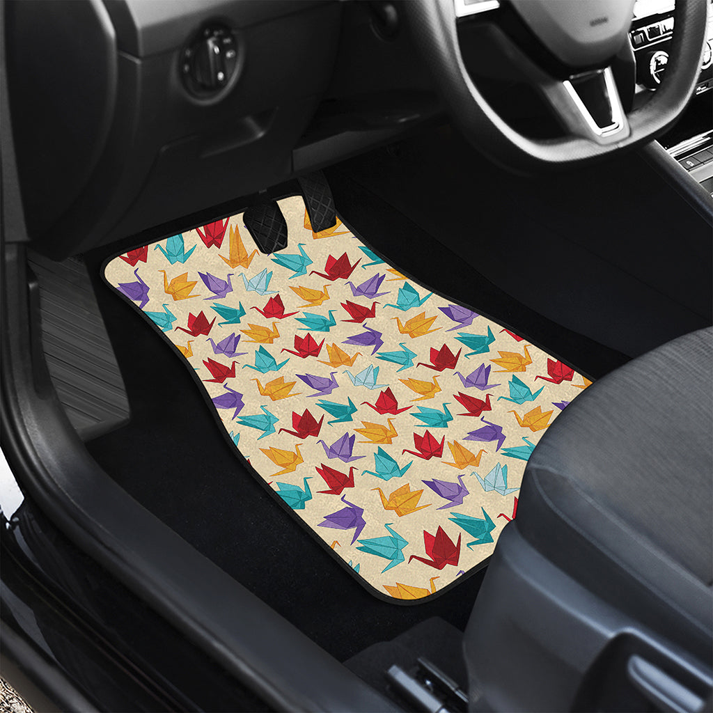 Colorful Origami Crane Pattern Print Front Car Floor Mats