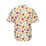 Colorful Origami Crane Pattern Print Men's Baseball Jersey