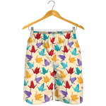 Colorful Origami Crane Pattern Print Men's Shorts