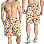 Colorful Origami Crane Pattern Print Men's Shorts