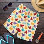 Colorful Origami Crane Pattern Print Men's Shorts