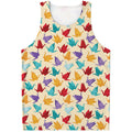 Colorful Origami Crane Pattern Print Men's Tank Top