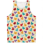 Colorful Origami Crane Pattern Print Men's Tank Top