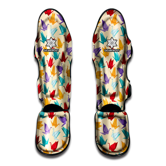 Colorful Origami Crane Pattern Print Muay Thai Shin Guard