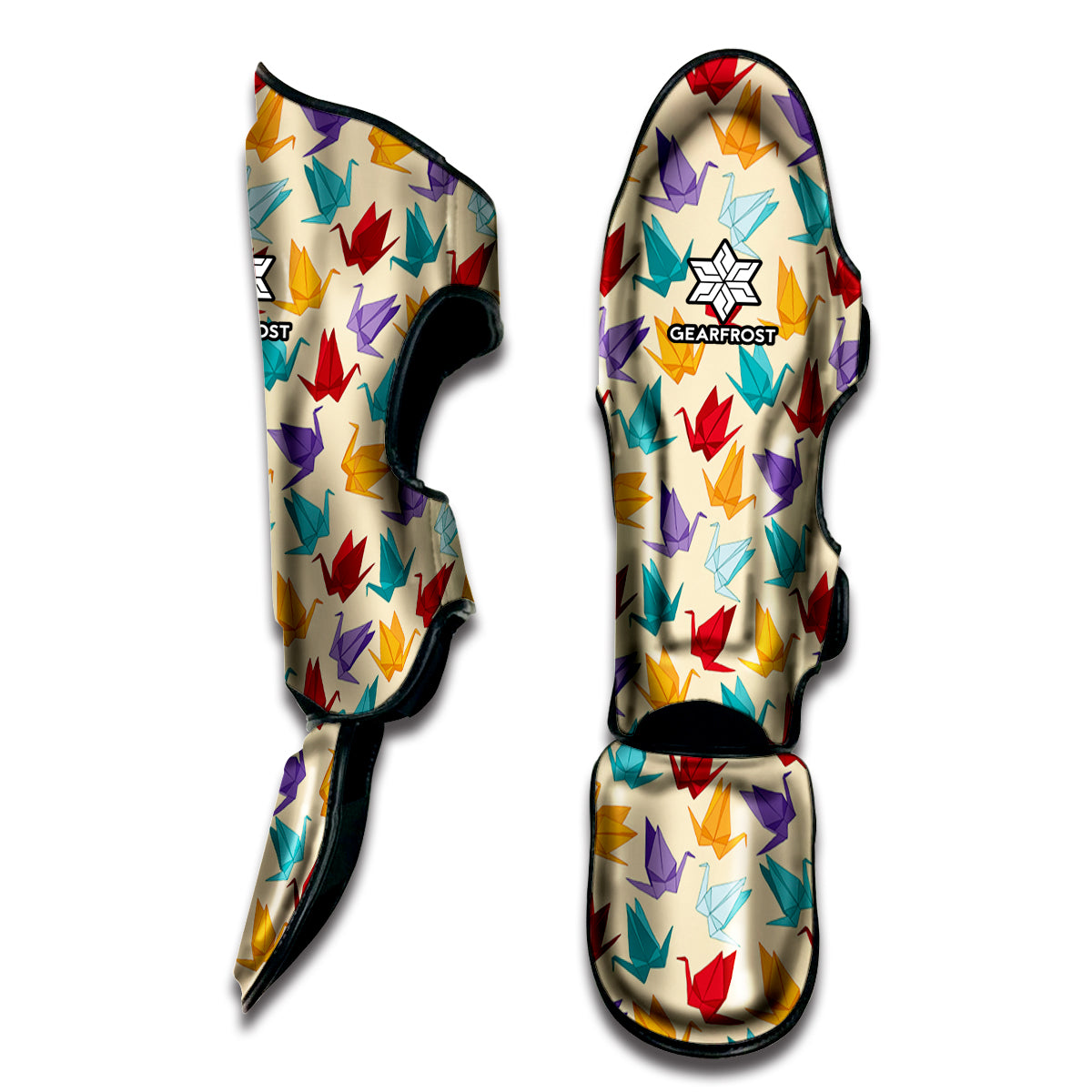 Colorful Origami Crane Pattern Print Muay Thai Shin Guard