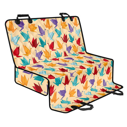Colorful Origami Crane Pattern Print Pet Car Back Seat Cover