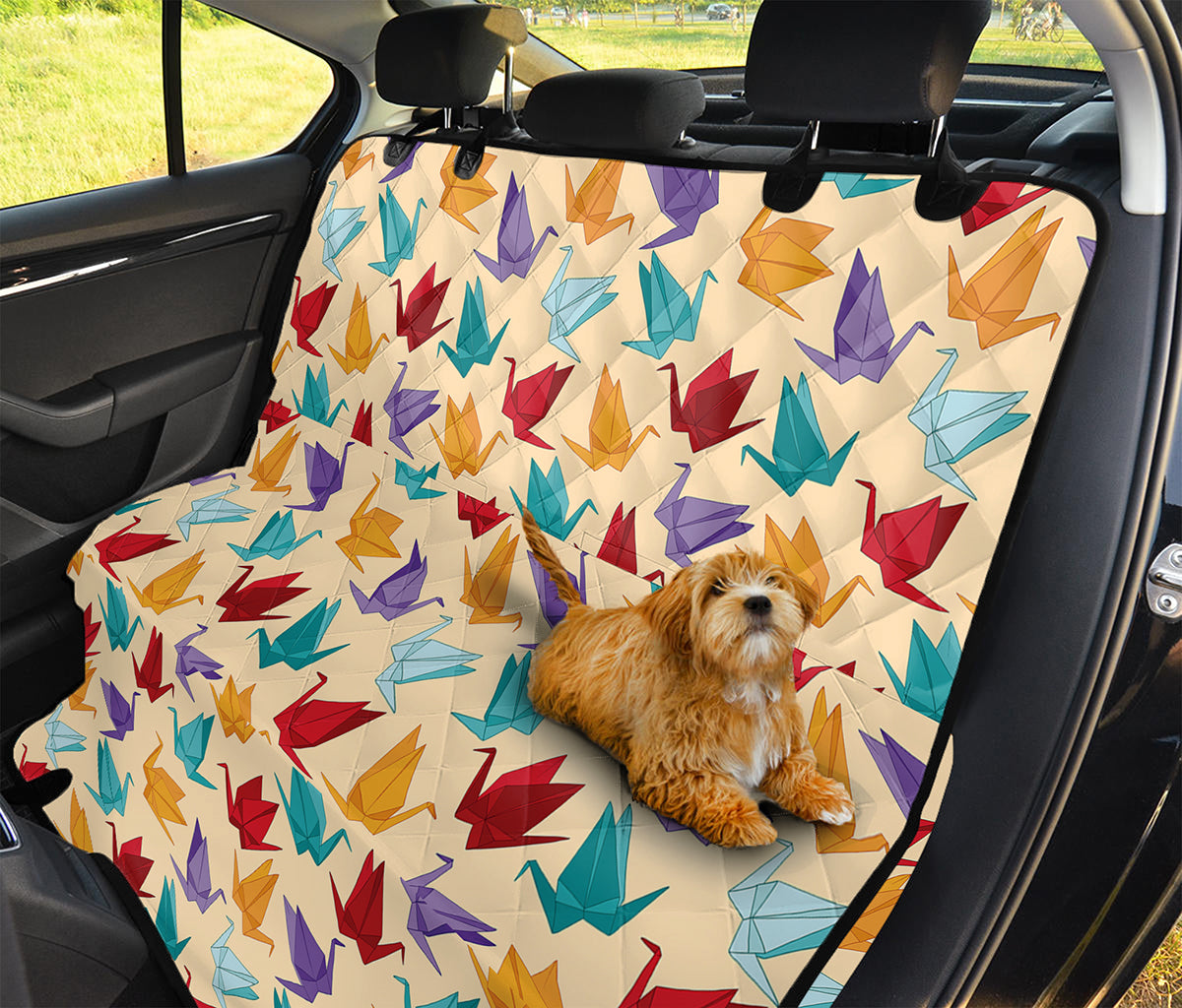 Colorful Origami Crane Pattern Print Pet Car Back Seat Cover