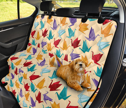 Colorful Origami Crane Pattern Print Pet Car Back Seat Cover