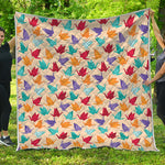 Colorful Origami Crane Pattern Print Quilt