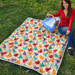 Colorful Origami Crane Pattern Print Quilt