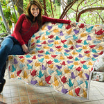 Colorful Origami Crane Pattern Print Quilt