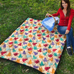 Colorful Origami Crane Pattern Print Quilt