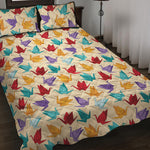 Colorful Origami Crane Pattern Print Quilt Bed Set