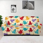 Colorful Origami Crane Pattern Print Sofa Cover