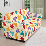 Colorful Origami Crane Pattern Print Sofa Cover