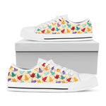 Colorful Origami Crane Pattern Print White Low Top Shoes
