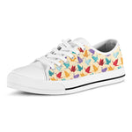 Colorful Origami Crane Pattern Print White Low Top Shoes