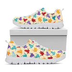 Colorful Origami Crane Pattern Print White Sneakers