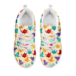 Colorful Origami Crane Pattern Print White Sneakers