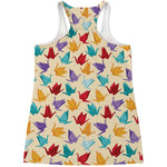 Colorful Origami Crane Pattern Print Women's Racerback Tank Top