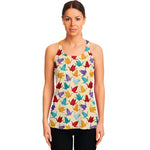 Colorful Origami Crane Pattern Print Women's Racerback Tank Top