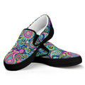 Colorful Paisley Pattern Print Black Slip On Sneakers