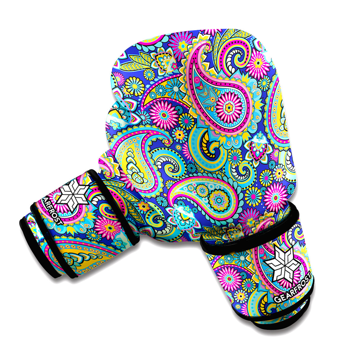 Colorful Paisley Pattern Print Boxing Gloves