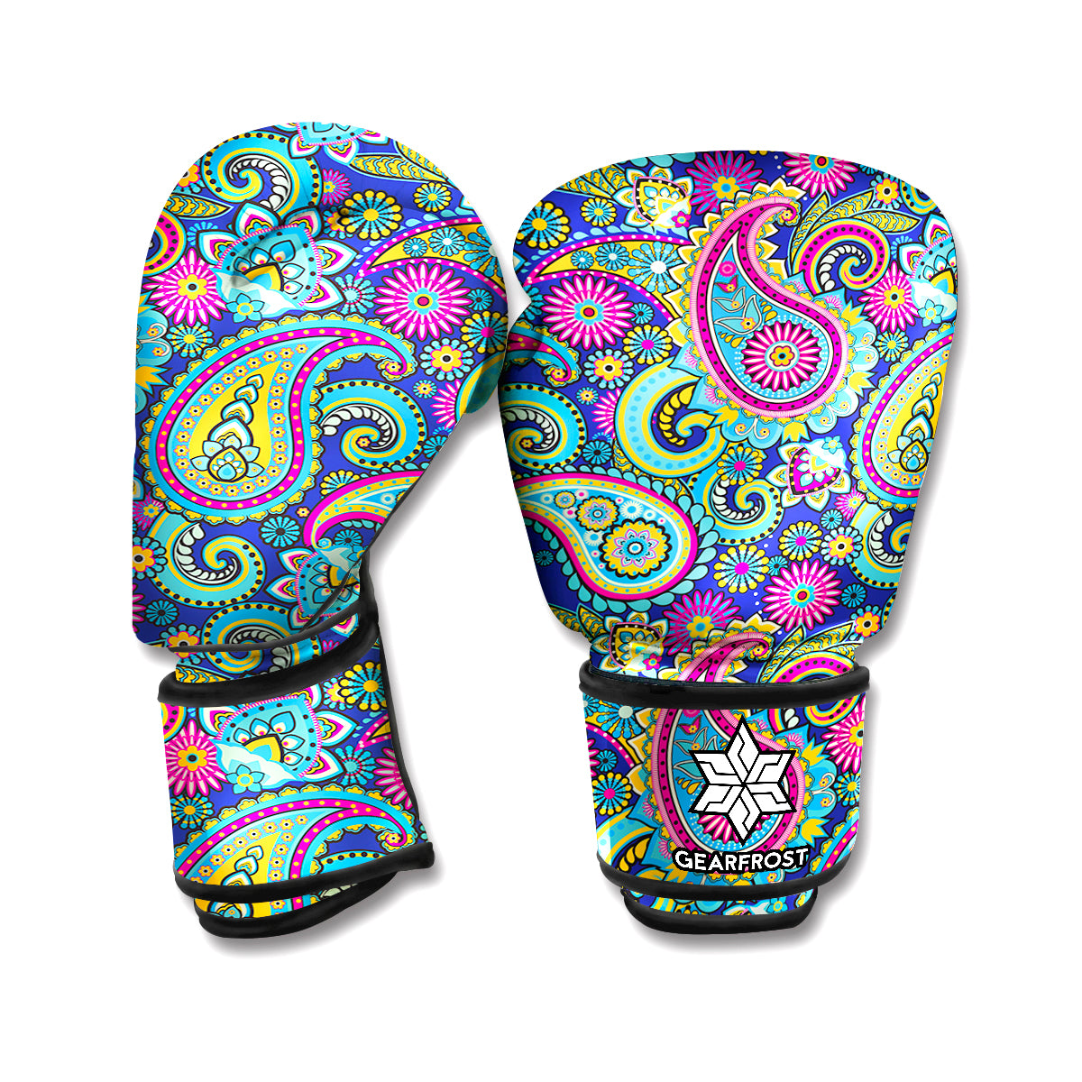 Colorful Paisley Pattern Print Boxing Gloves