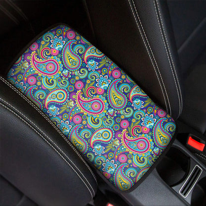 Colorful Paisley Pattern Print Car Center Console Cover