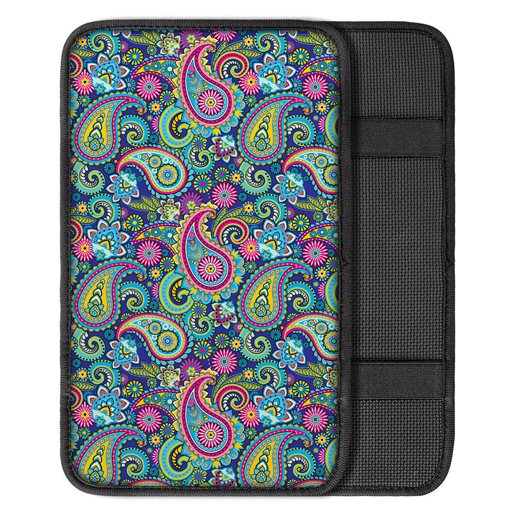 Colorful Paisley Pattern Print Car Center Console Cover