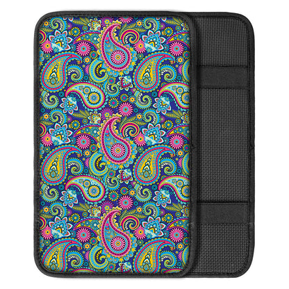 Colorful Paisley Pattern Print Car Center Console Cover