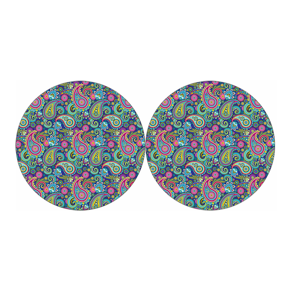 Colorful Paisley Pattern Print Car Coasters