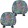 Colorful Paisley Pattern Print Car Headrest Covers