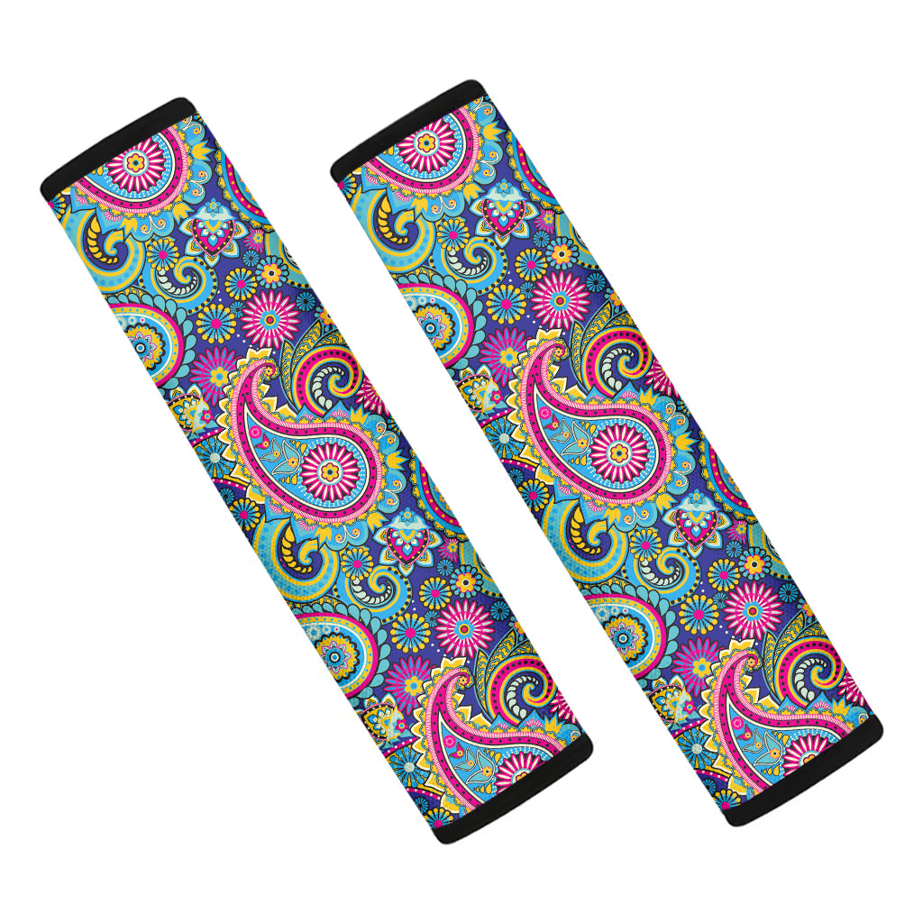 Colorful Paisley Pattern Print Car Seat Belt Covers