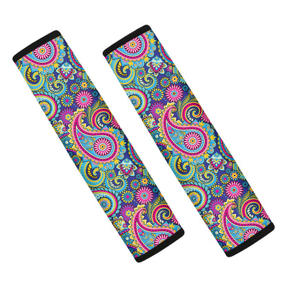 Colorful Paisley Pattern Print Car Seat Belt Covers
