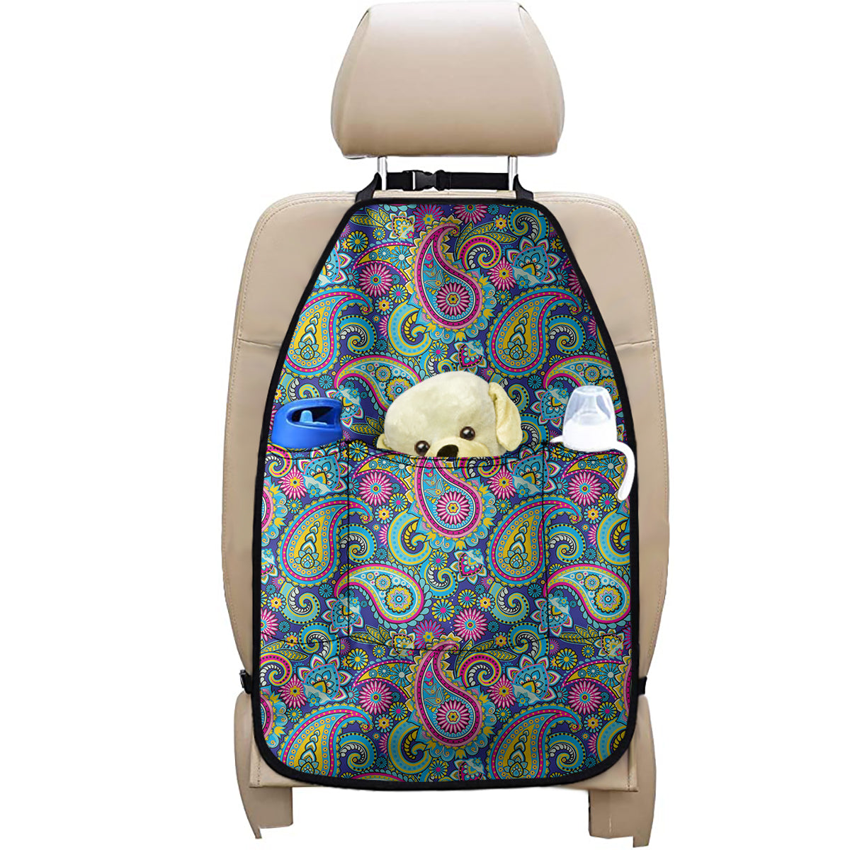 Colorful Paisley Pattern Print Car Seat Organizers