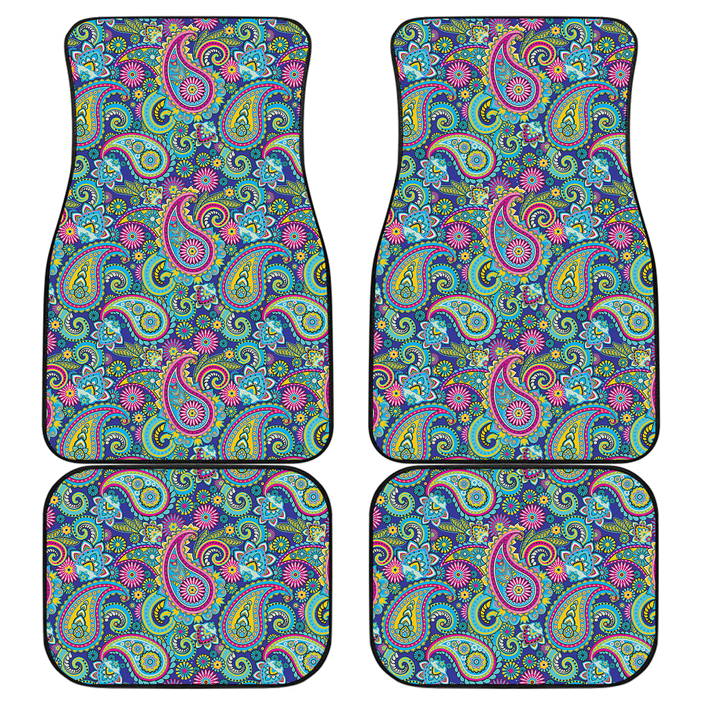 Colorful Paisley Pattern Print Front and Back Car Floor Mats