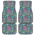 Colorful Paisley Pattern Print Front and Back Car Floor Mats