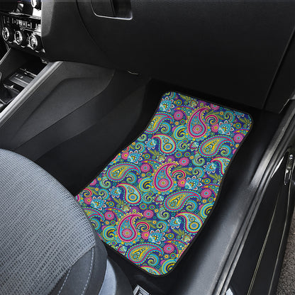 Colorful Paisley Pattern Print Front and Back Car Floor Mats