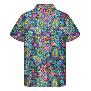 Colorful Paisley Pattern Print Men's Short Sleeve Shirt