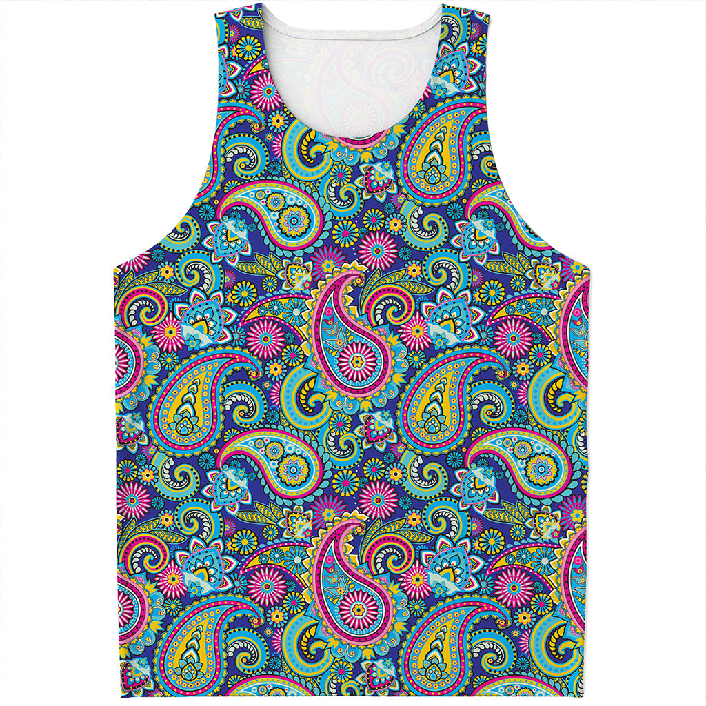 Colorful Paisley Pattern Print Men's Tank Top