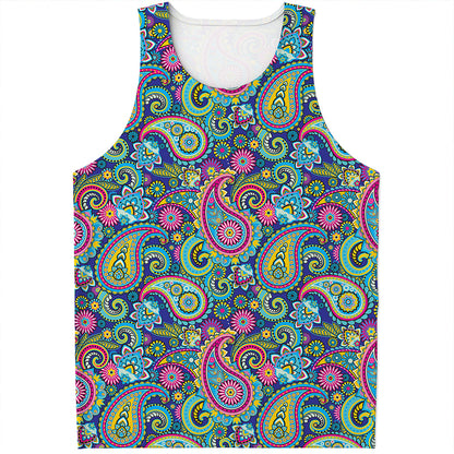 Colorful Paisley Pattern Print Men's Tank Top