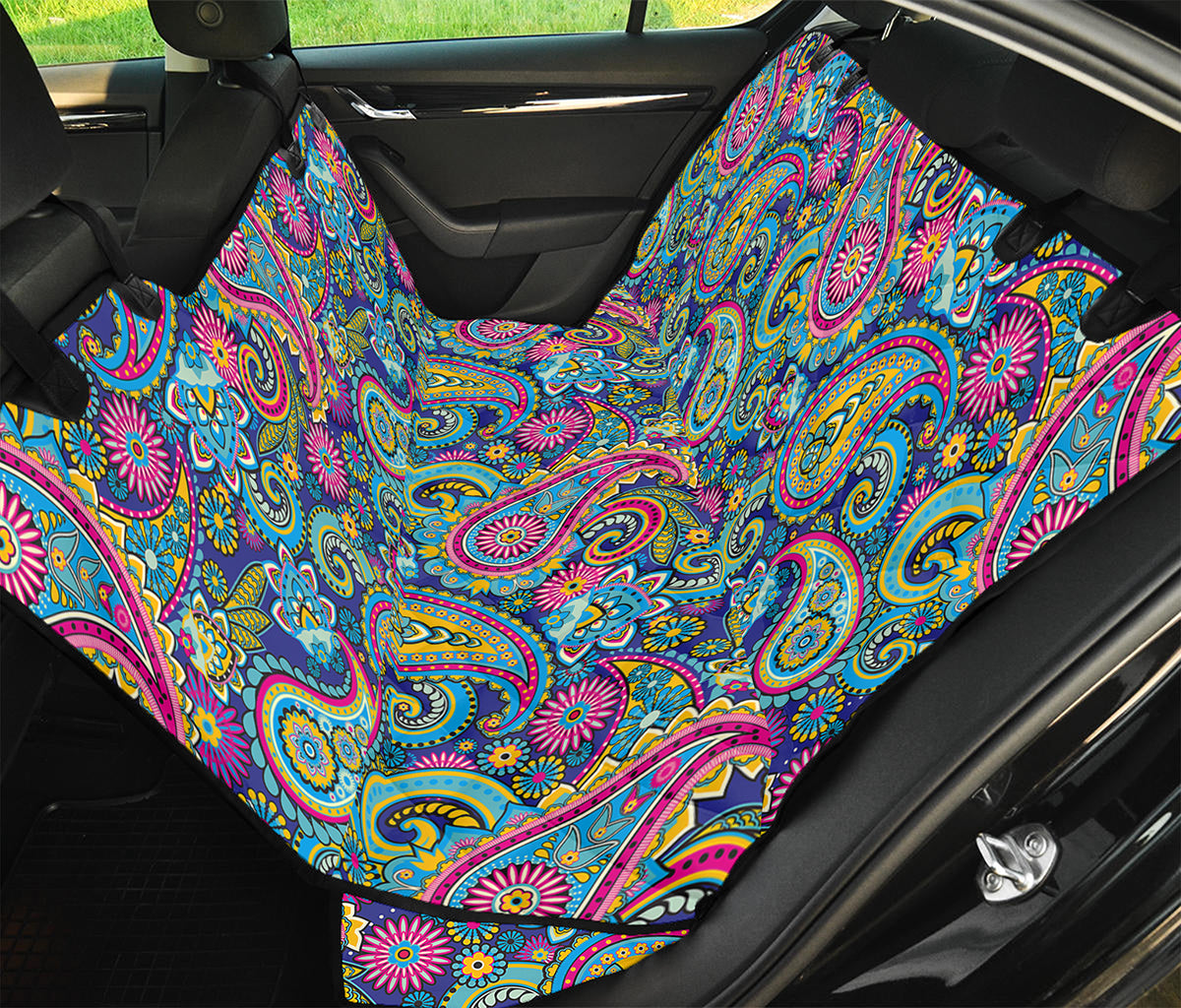 Colorful Paisley Pattern Print Pet Car Back Seat Cover
