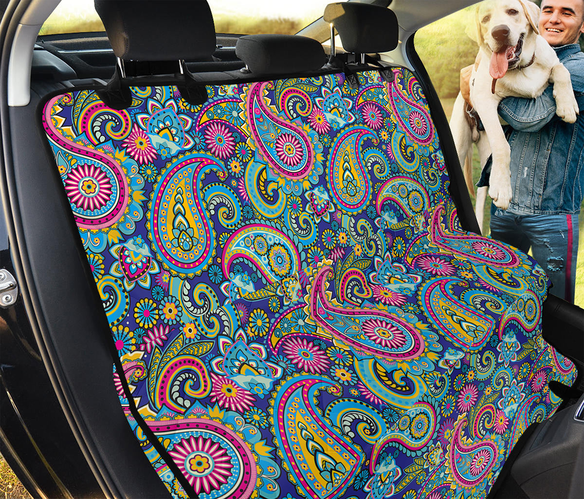 Colorful Paisley Pattern Print Pet Car Back Seat Cover